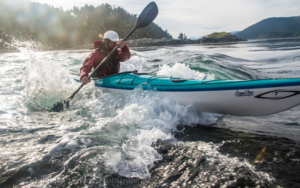 kayak surfing tidal rapids vancouver island